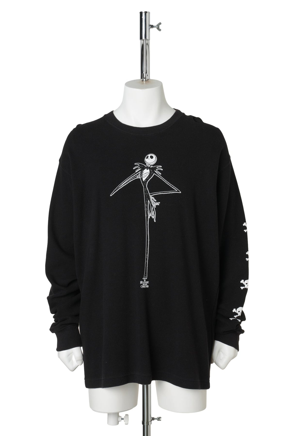 The Nightmare Before Christmas / Jack Skellington Skull Sleeve Long Sleeve T-Shirt / BLACK