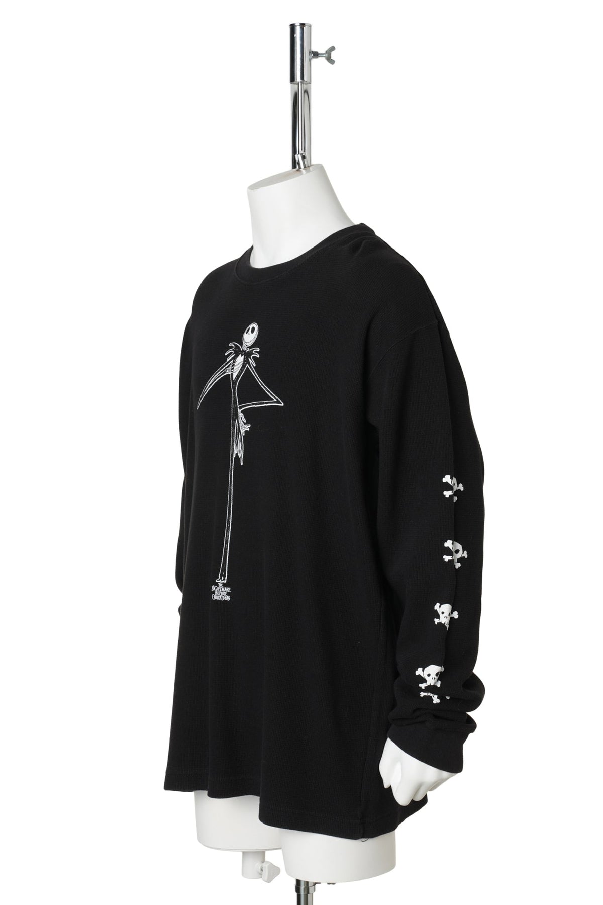 The Nightmare Before Christmas / Jack Skellington Skull Sleeve Long Sleeve T-Shirt / BLACK