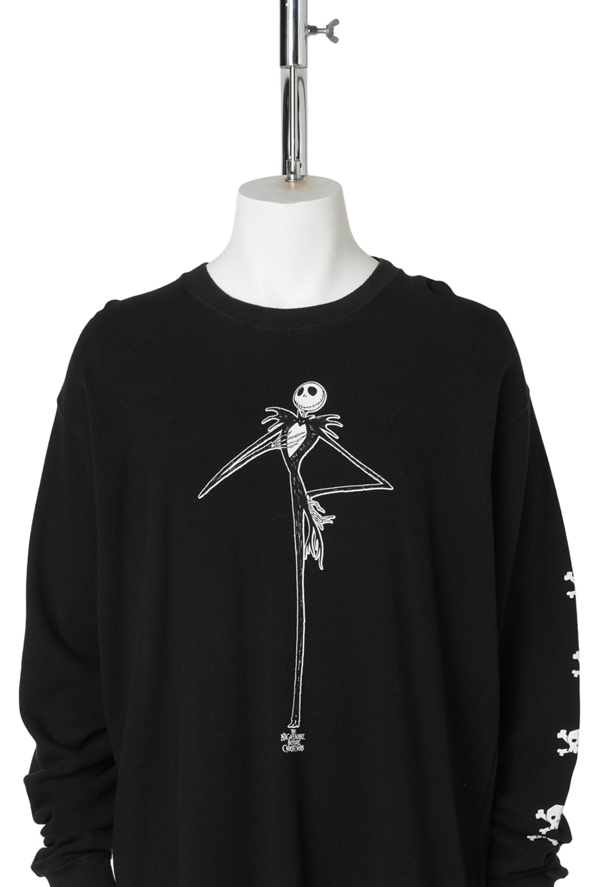 The Nightmare Before Christmas / Jack Skellington Skull Sleeve Long Sleeve T-Shirt / BLACK