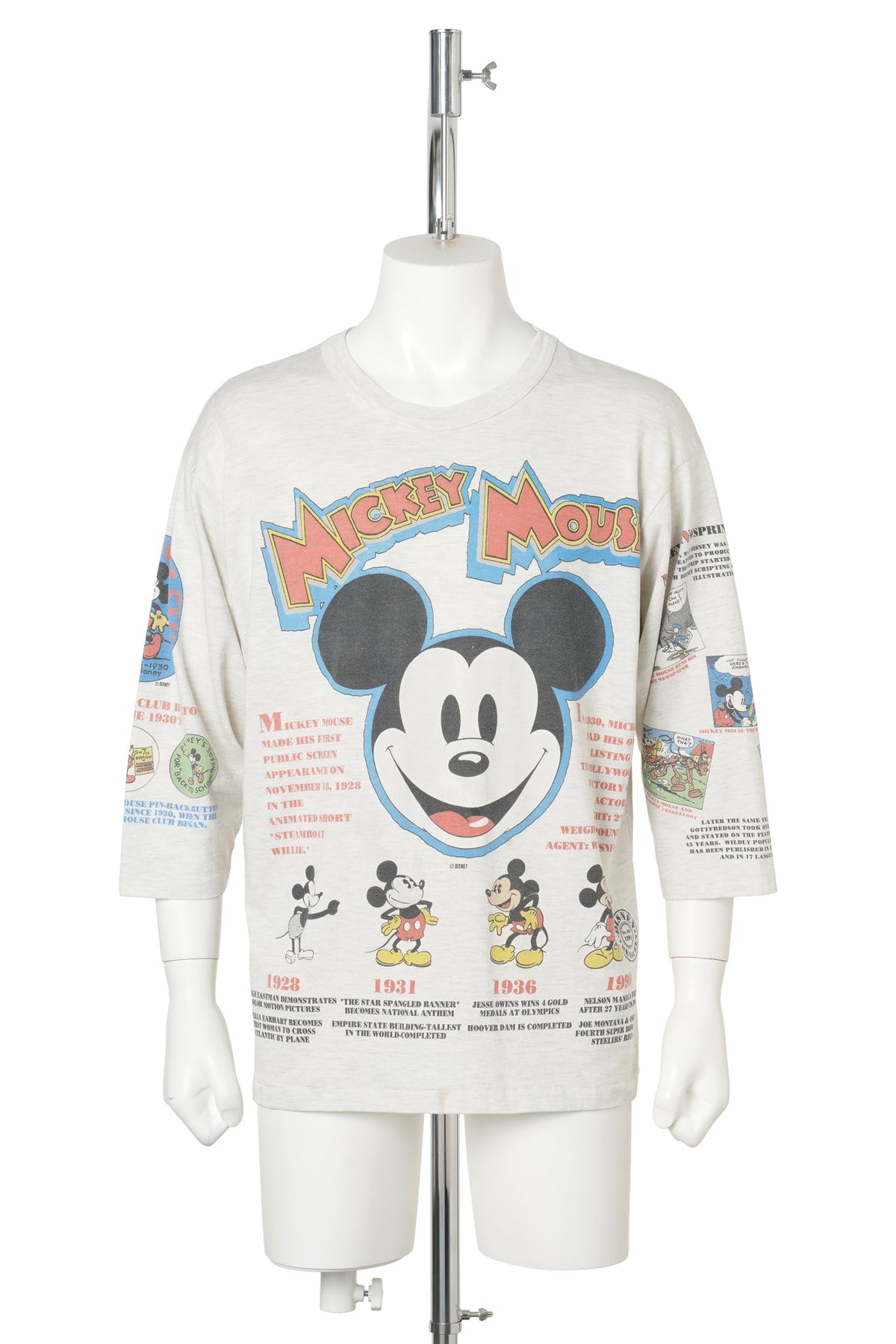 Disney “Mickey Mouse Timeline” 3/4 Sleeve Tee / WHITE