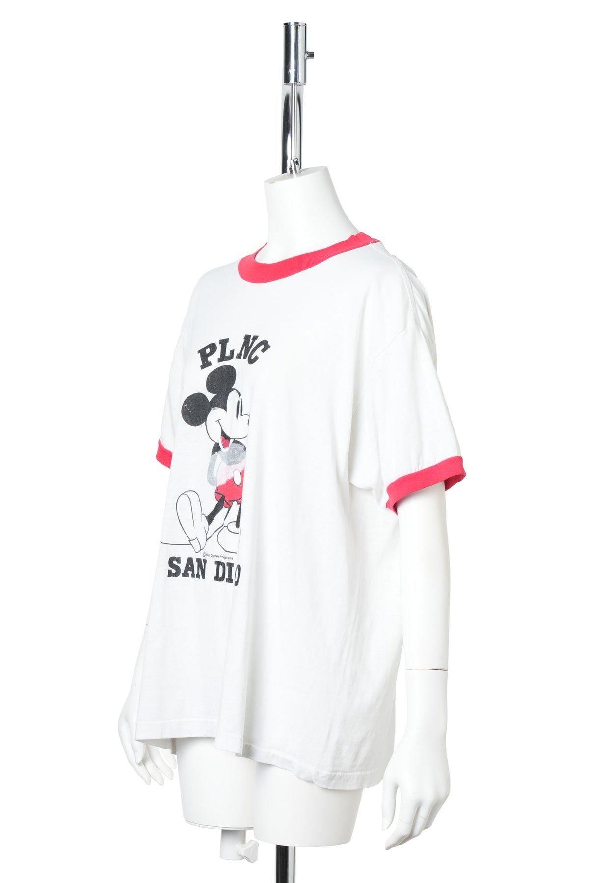 80s–90s MICKEY MOUSE PLNC SAN DIEGO COLLEGE RINGER T-SHIRT / WHITE