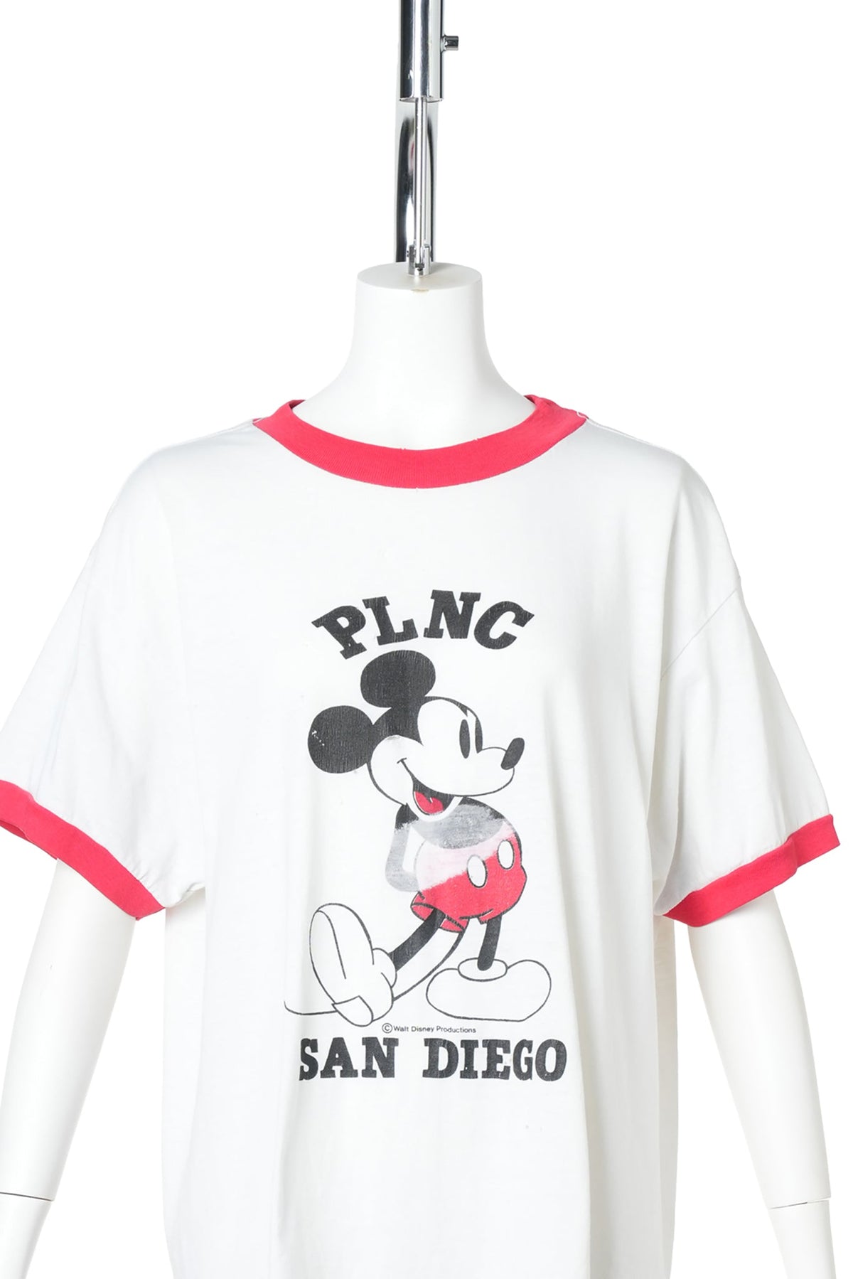 80s–90s MICKEY MOUSE PLNC SAN DIEGO COLLEGE RINGER T-SHIRT / WHITE