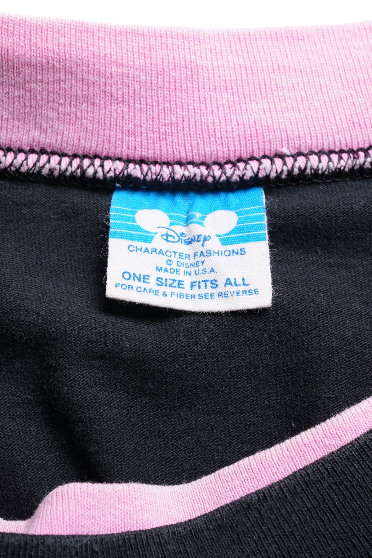 90s Mickey Mouse / Neon Pink Silhouette Layered T-Shirt / BLACK