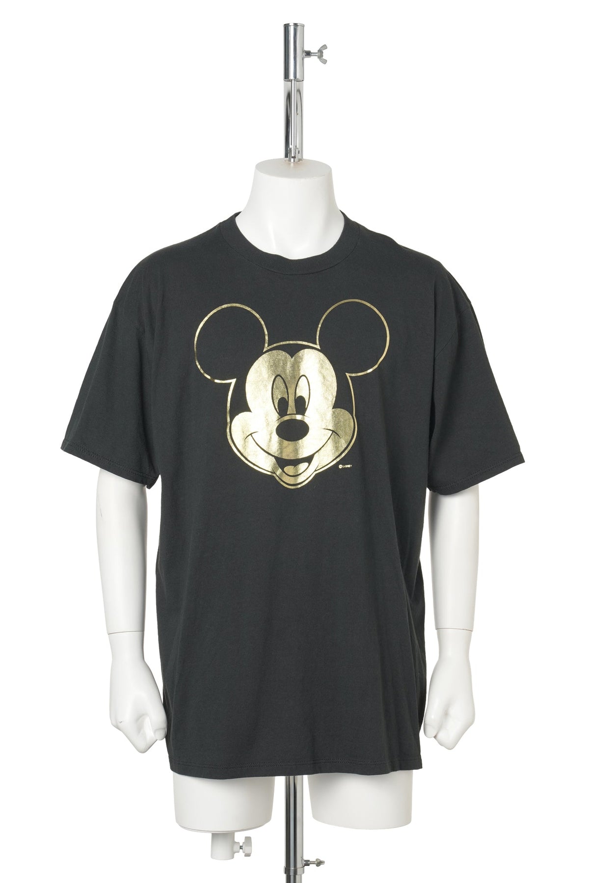 90s Mickey Unlimited / Mickey Mouse Gold Foil Print T-Shirt / BLACK