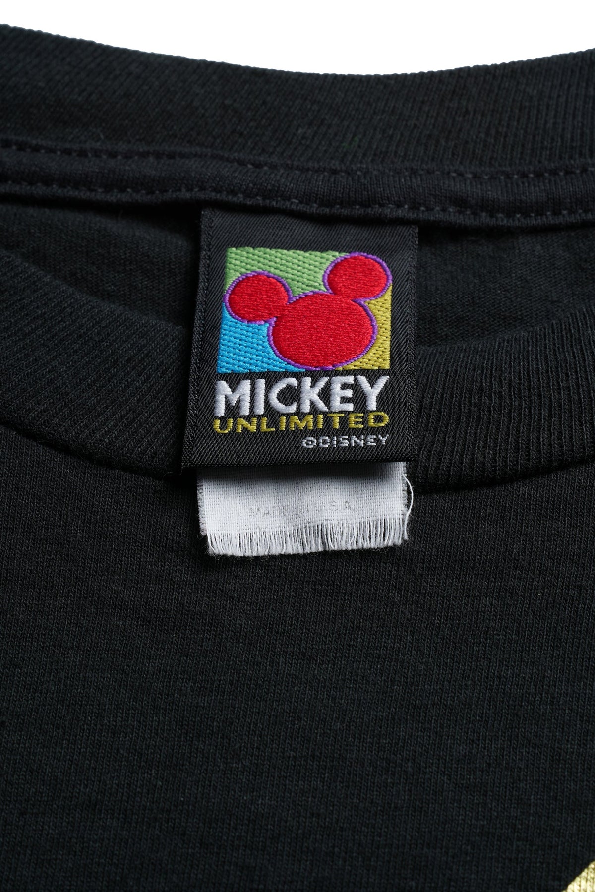 90s Mickey Unlimited / Mickey Mouse Gold Foil Print T-Shirt / BLACK