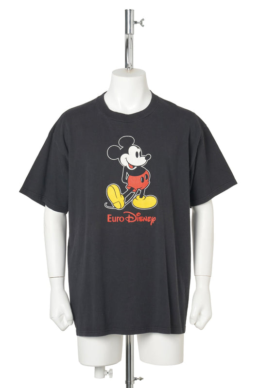 90s Mickey Mouse “Standing Mickey” Tee / Euro Disney / BLACK