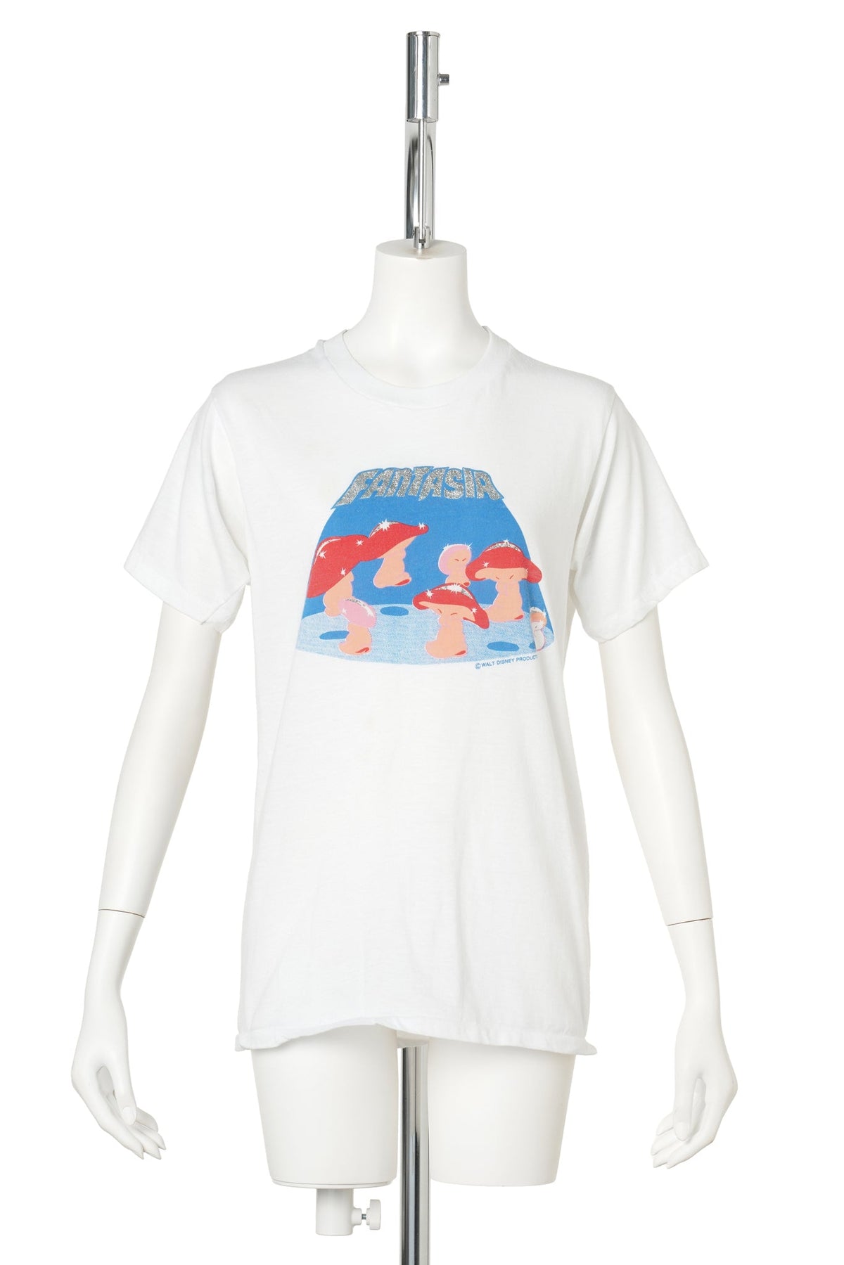 Fantasia / Dancing Mushrooms Glitter Logo Tee / WHITE