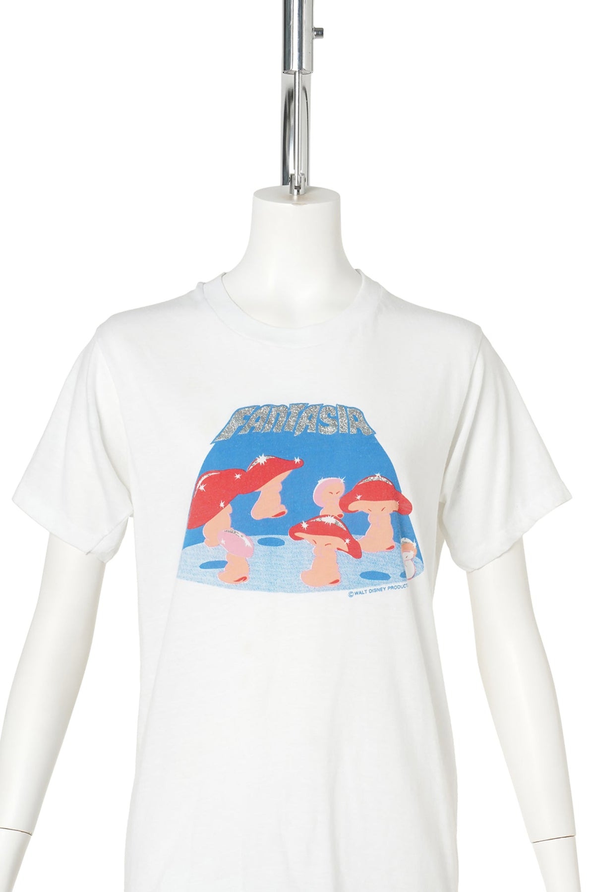 Fantasia / Dancing Mushrooms Glitter Logo Tee / WHITE
