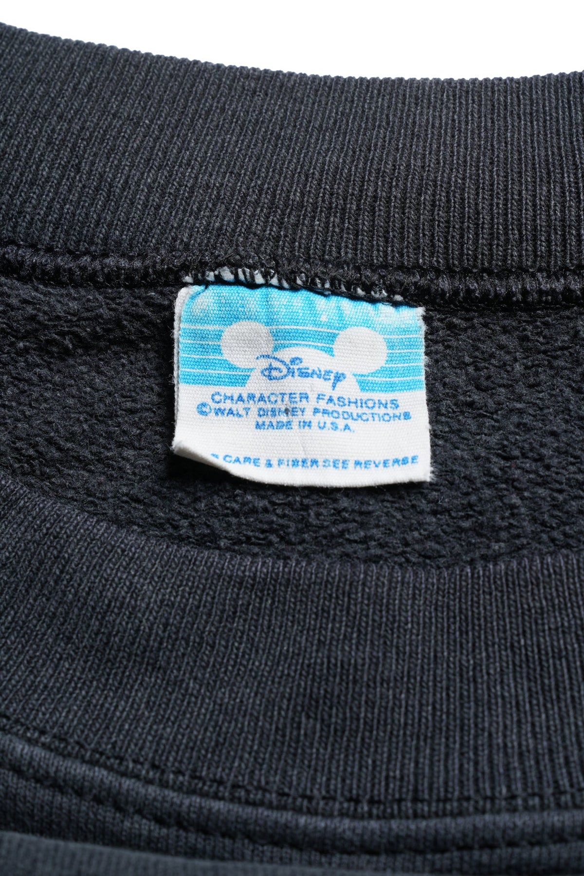 80s Disneyland / Standing Mickey Sleeve Stripe Black Sweatshirt / BLACK