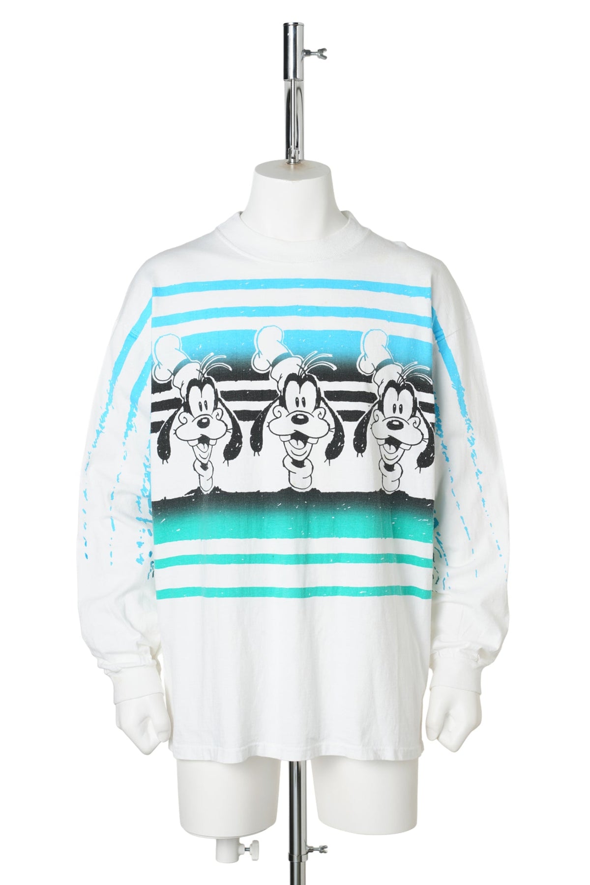 Goofy “Triple Face” All-Over Print Long Sleeve Tee / WHITE