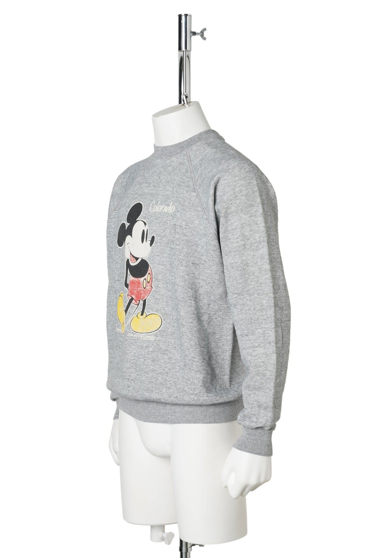 80s Mickey Mouse / Colorado Standing Mickey Heather Gray Raglan Sweatshirt / GREY