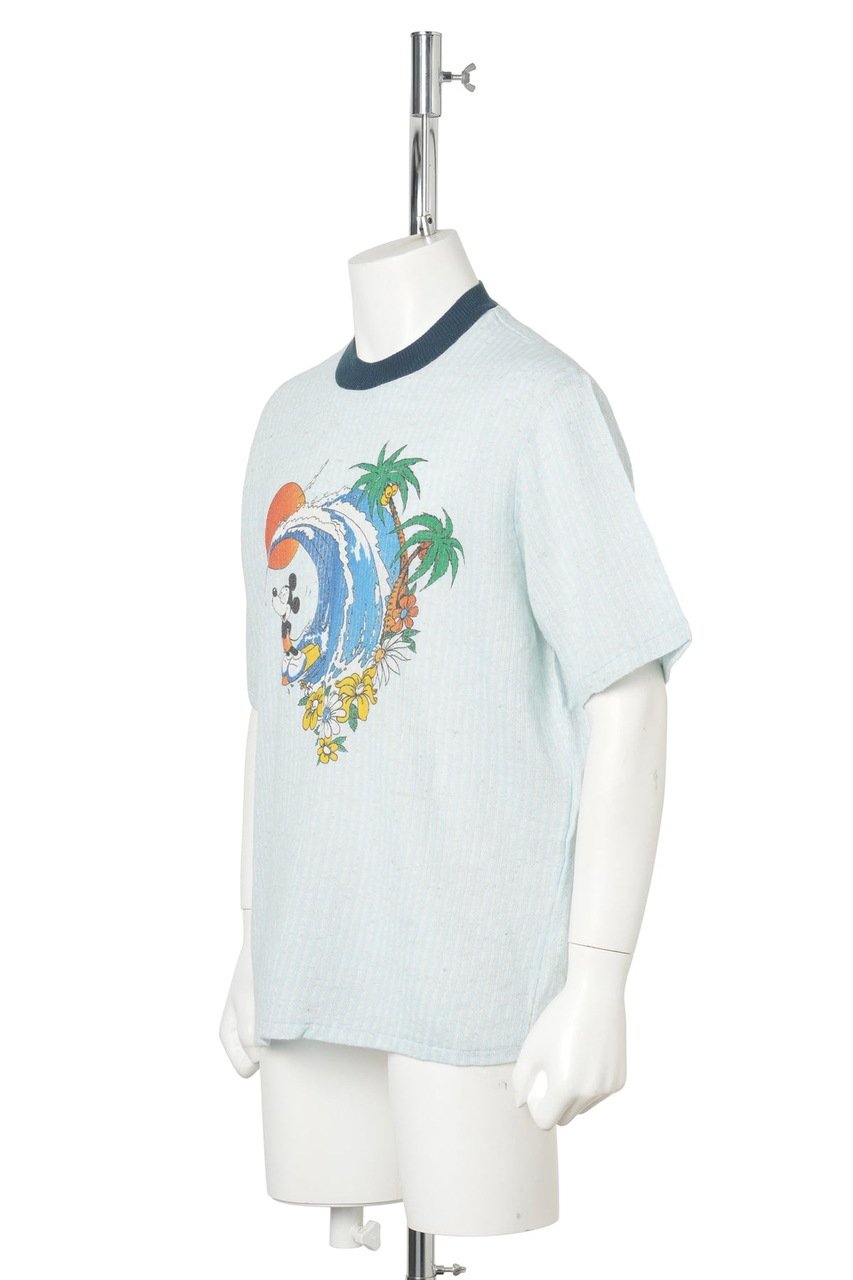 70s Mickey Mouse / Surfing Graphic Kennington T-Shirt / WHITE