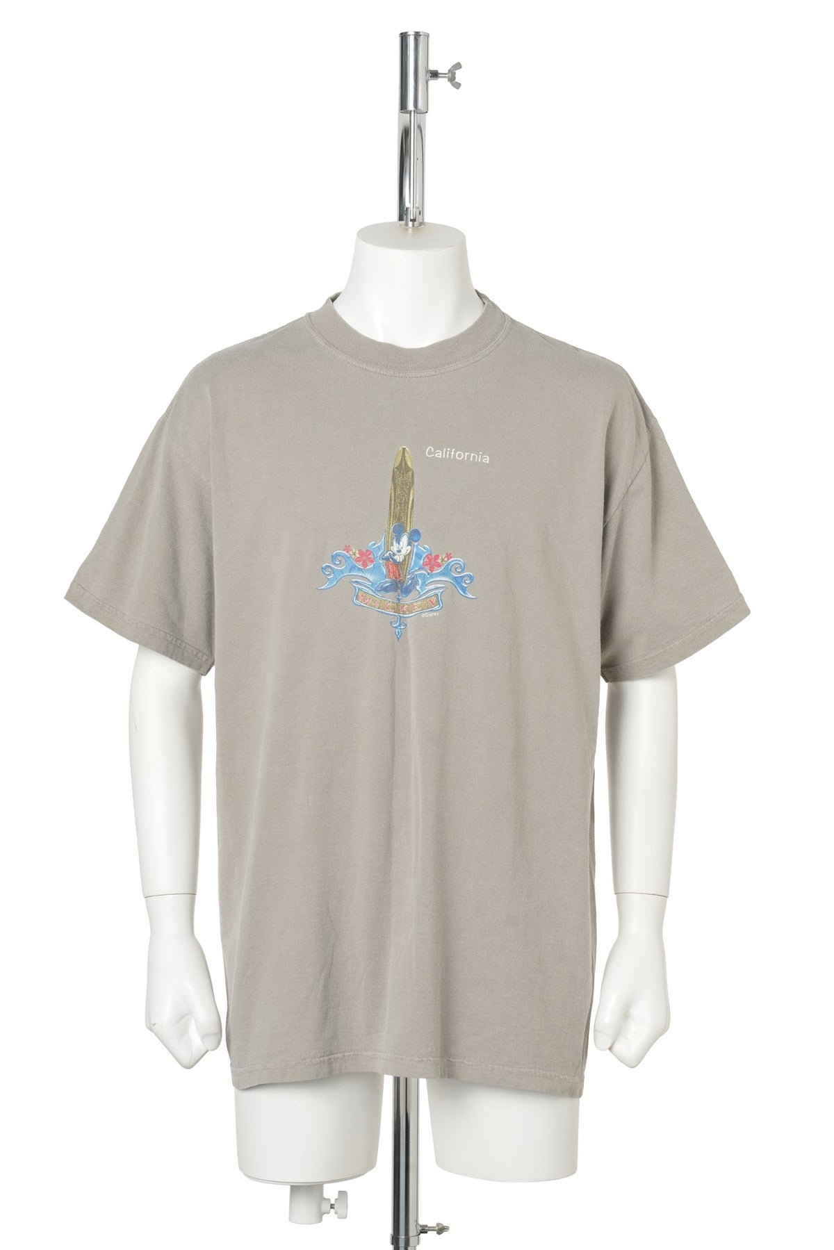 Mickey Mouse California Surf Emblem T-Shirt / GREY