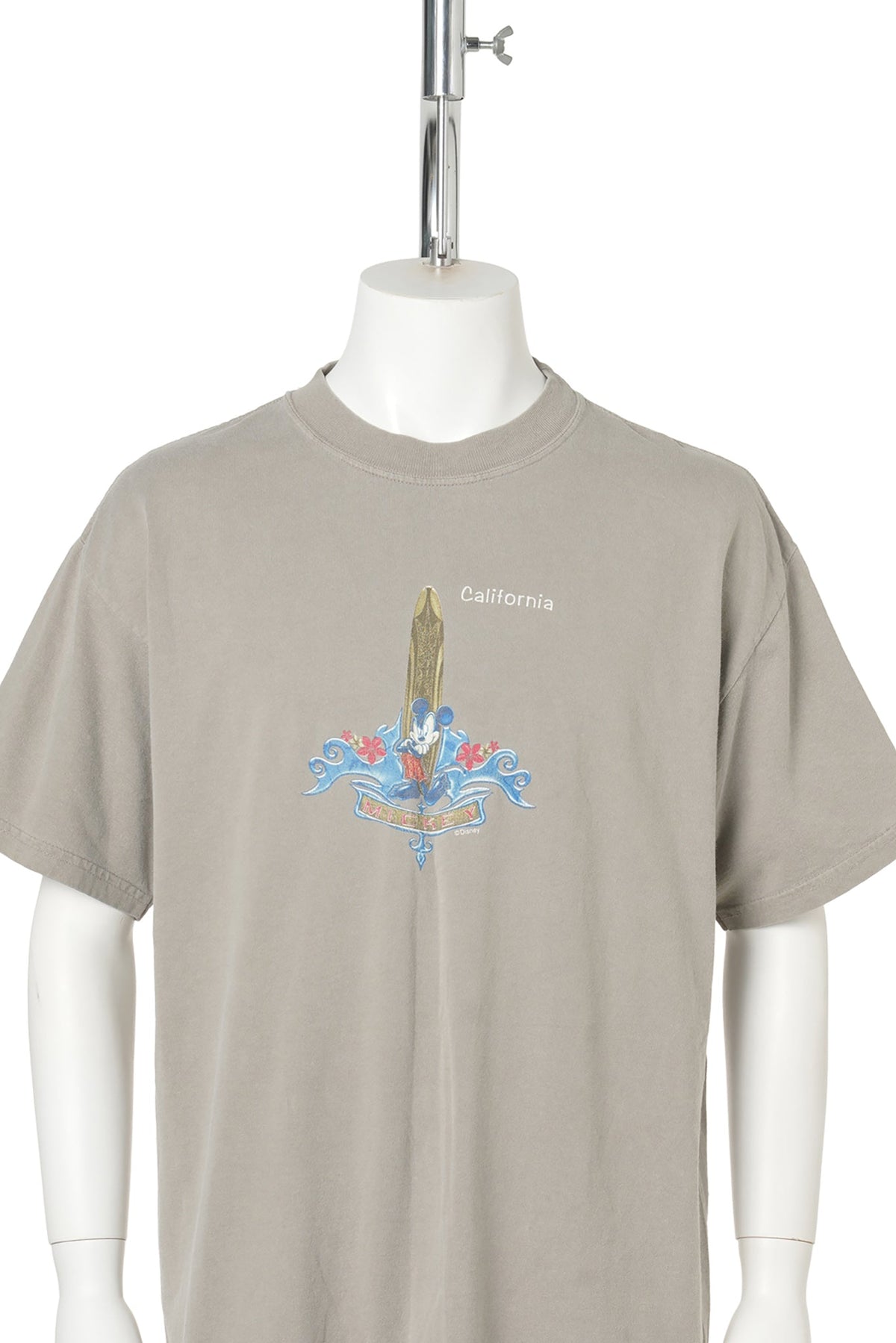 Mickey Mouse California Surf Emblem T-Shirt / GREY