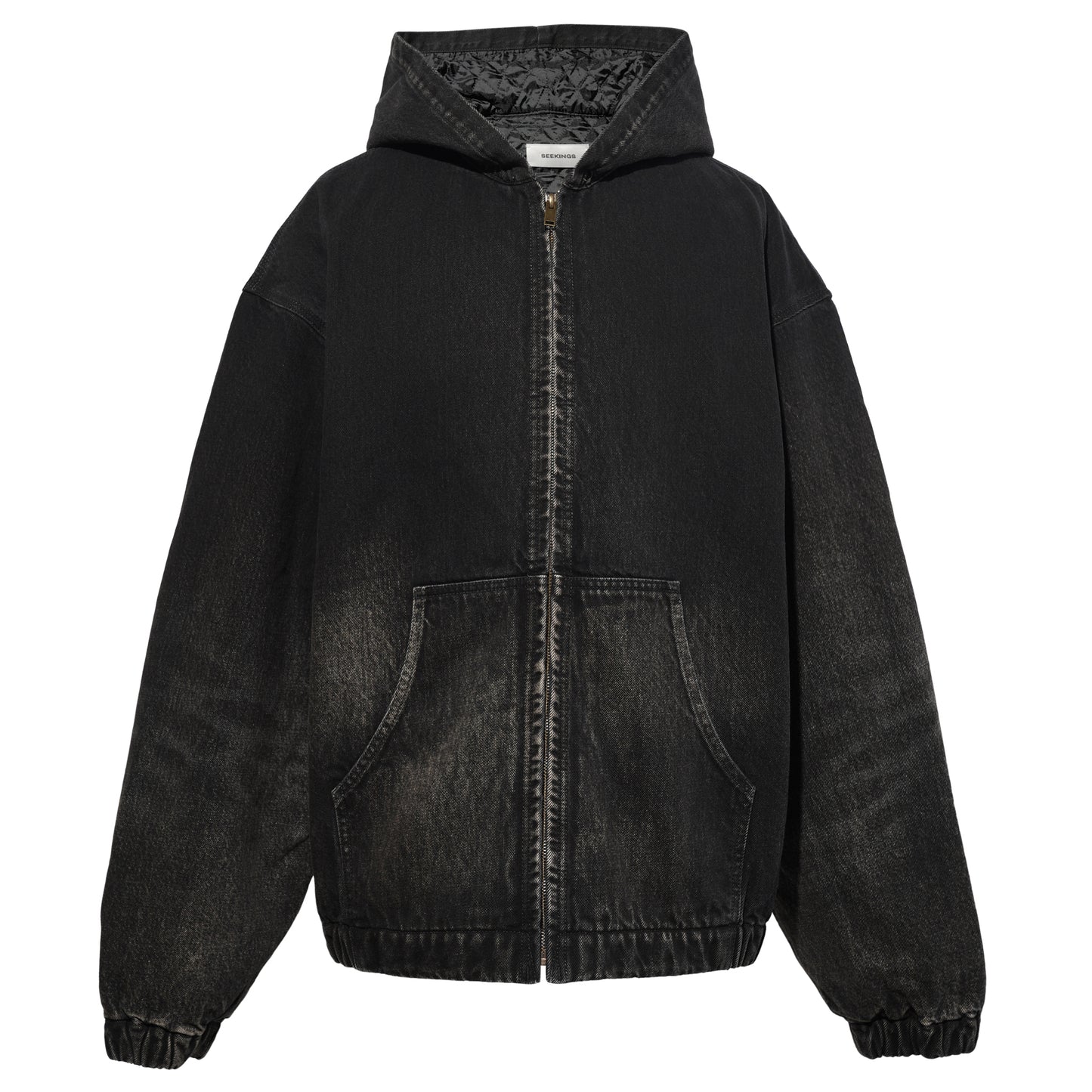 HOODED DENIM WORKER'S JACKET / DESERT WASH BLACK
