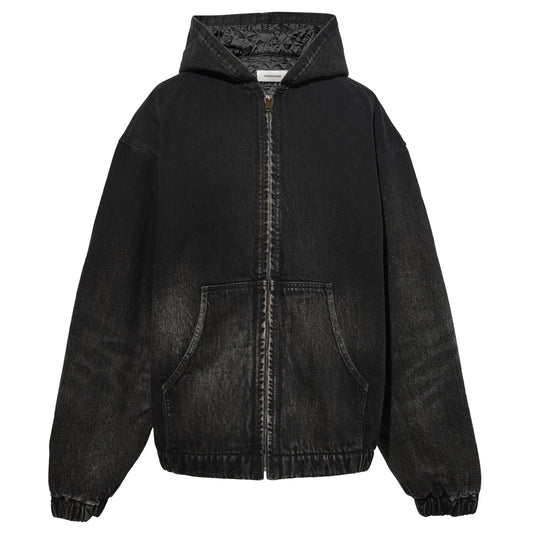 HOODED DENIM WORKER'S JACKET / DESERT WASH BLACK