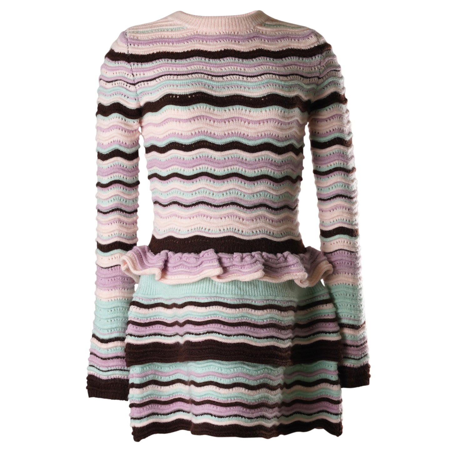 STRIPED WAVE KNIT TOP / LIGHT PINK