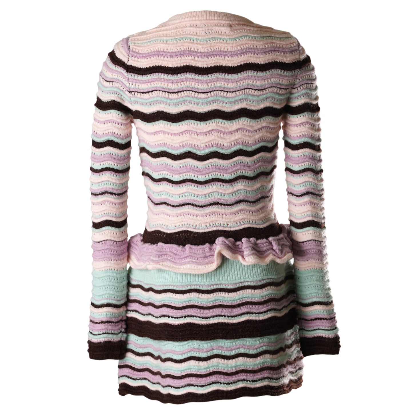 STRIPED WAVE KNIT TOP / LIGHT PINK