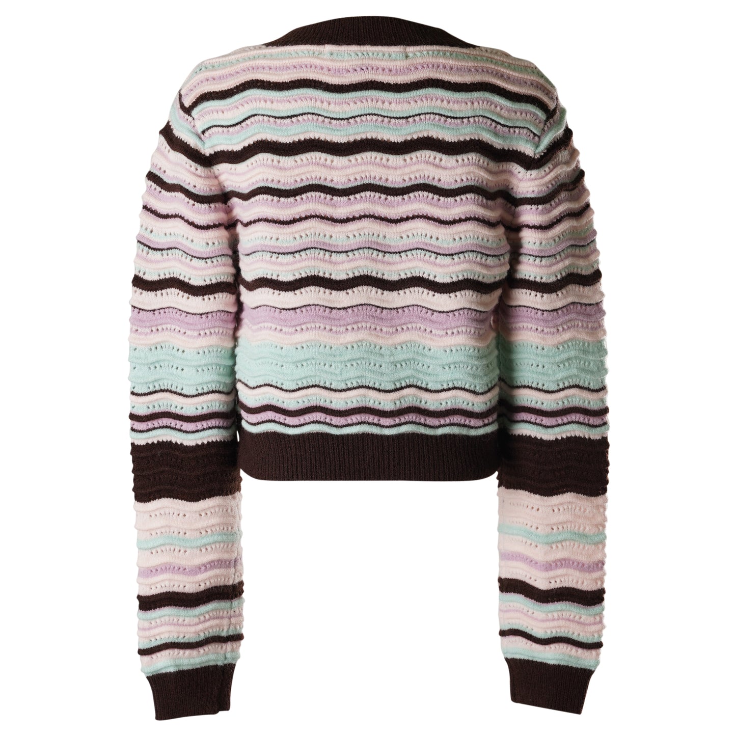 STRIPED WAVE KNIT CARDIGAN / PINK