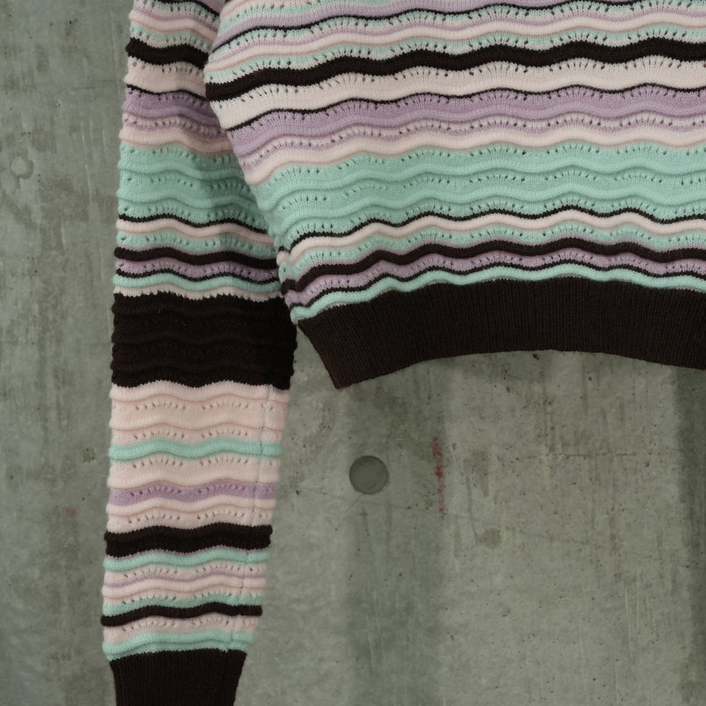 STRIPED WAVE KNIT CARDIGAN / PINK