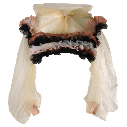 FRILLED ORGANZA HOODIE / ORANGE/BLACK