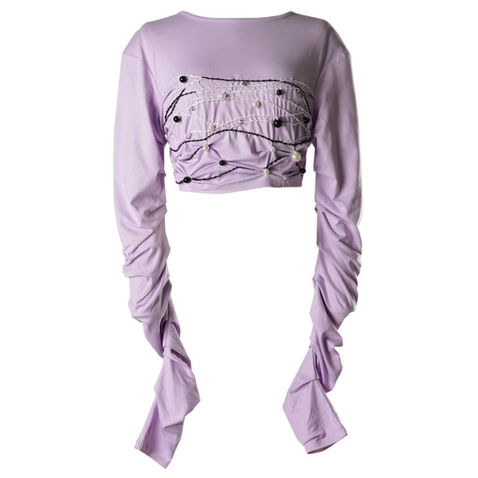 BEADED LONG-SLEEVE TOP / PURPLE