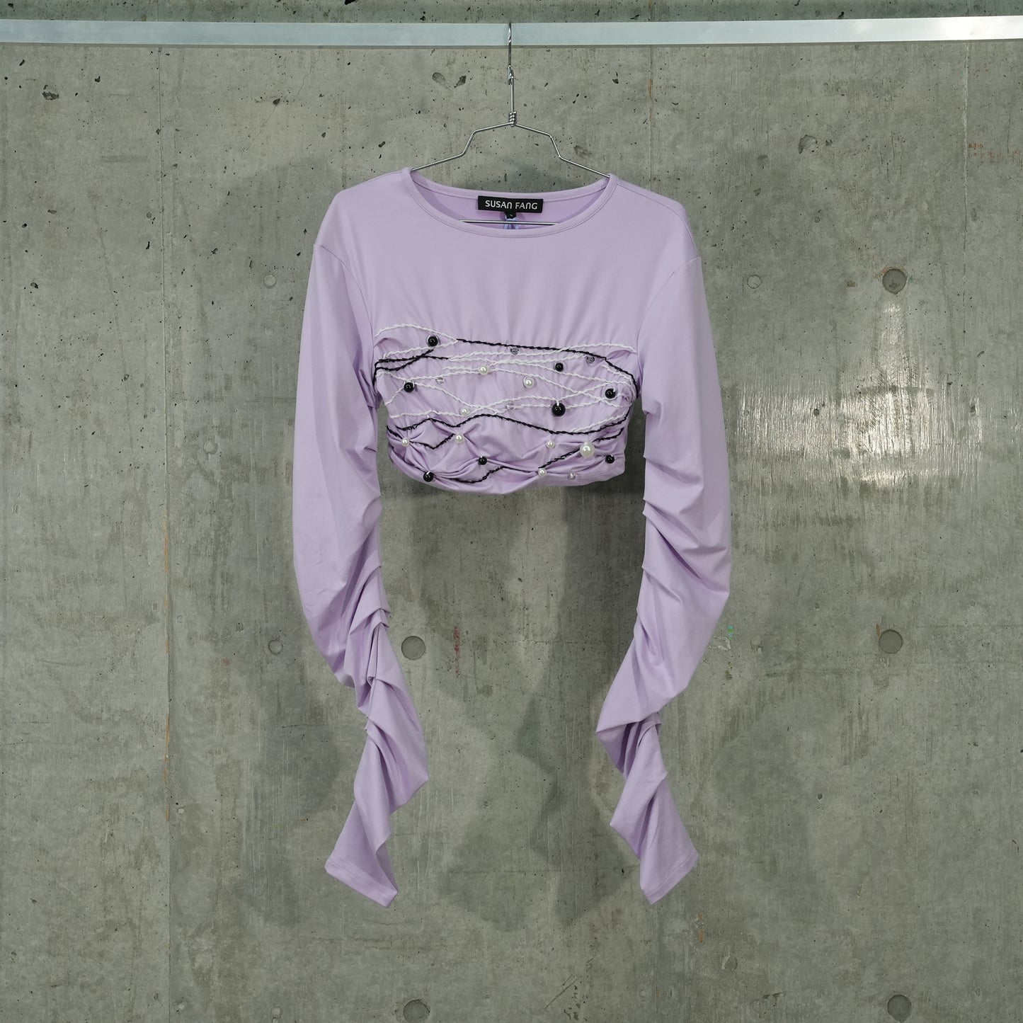 BEADED LONG-SLEEVE TOP / PURPLE