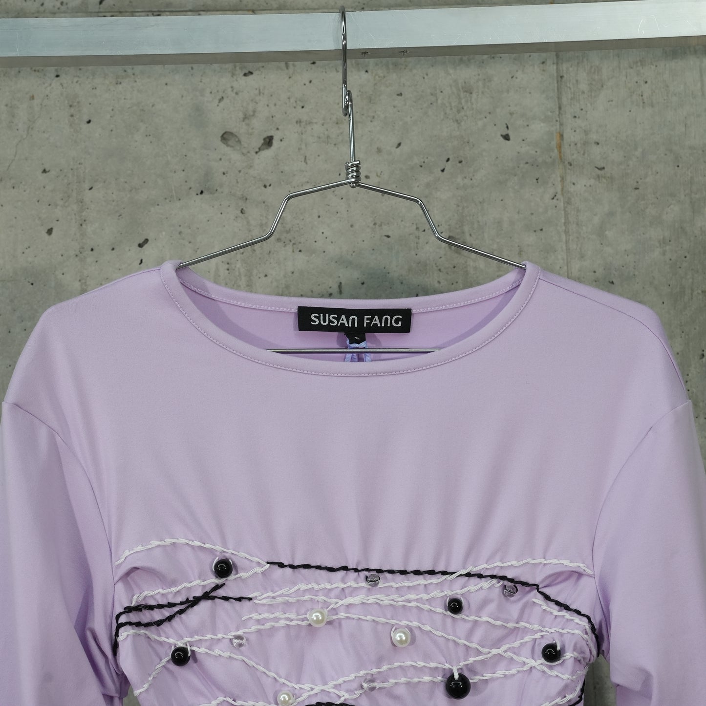 BEADED LONG-SLEEVE TOP / PURPLE