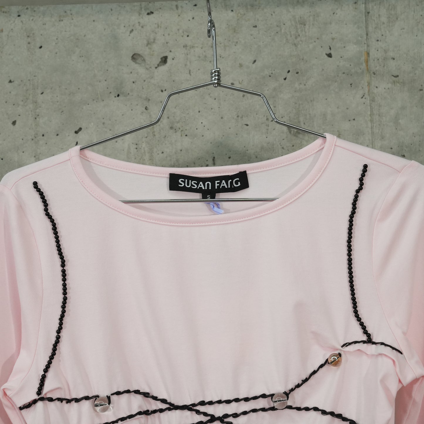 BEADED LONG-SLEEVE TOP / LIGHT PINK