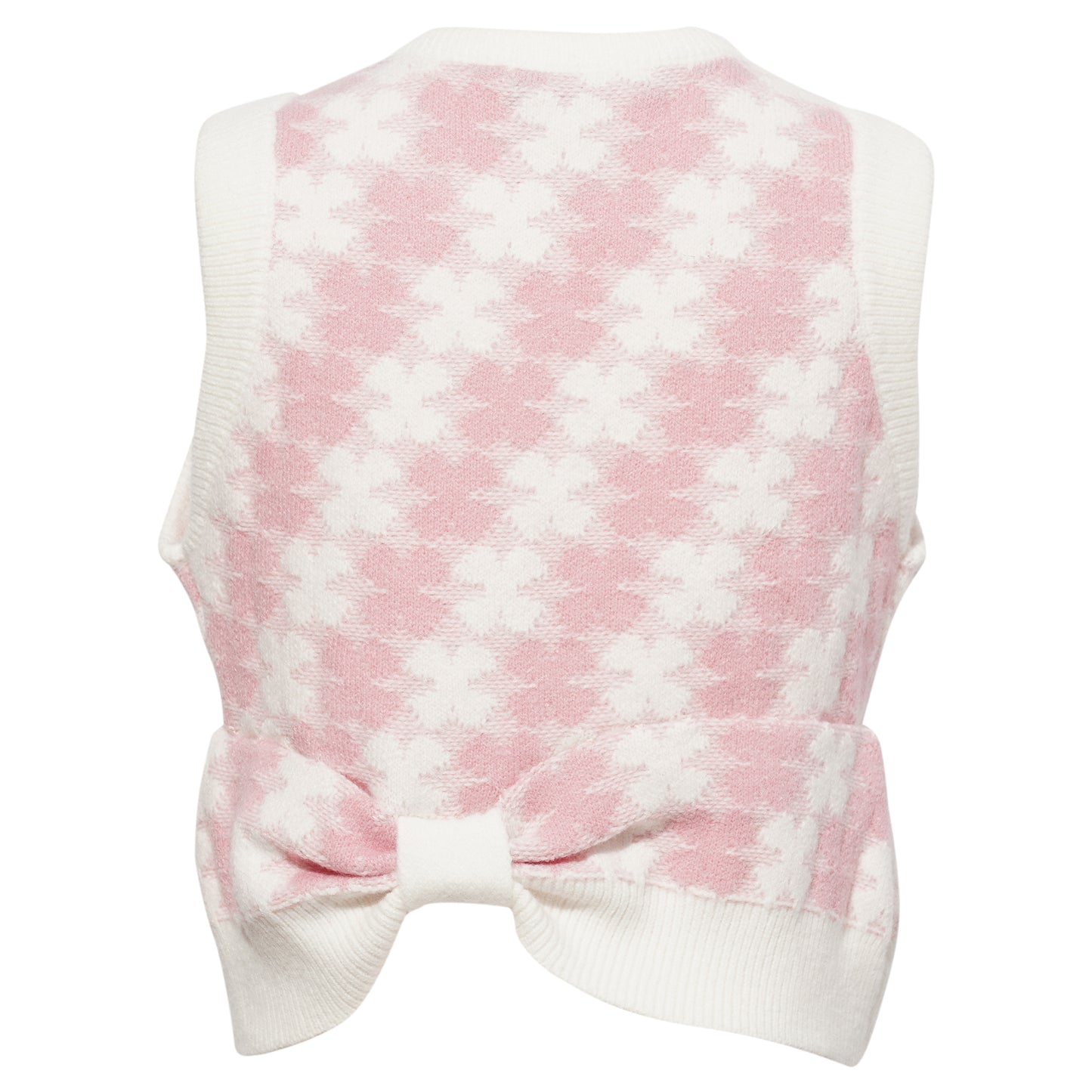 HEART CLOVER BOW KNIT VEST TOP / PINK
