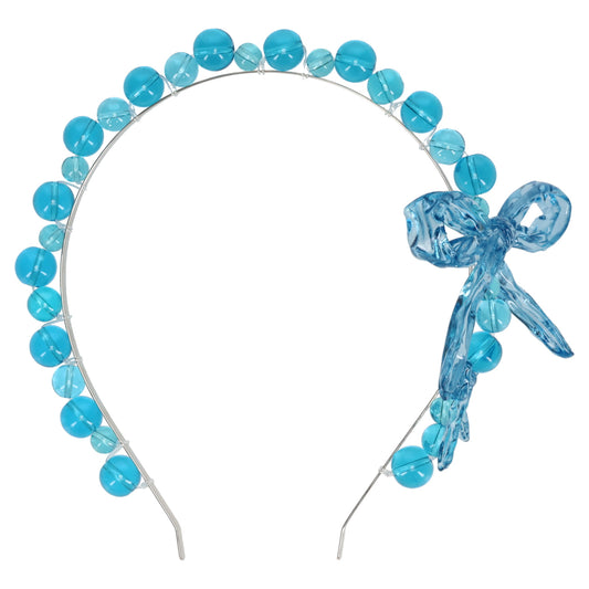 BLUE BOW BEADED HEADBAND / BLUE