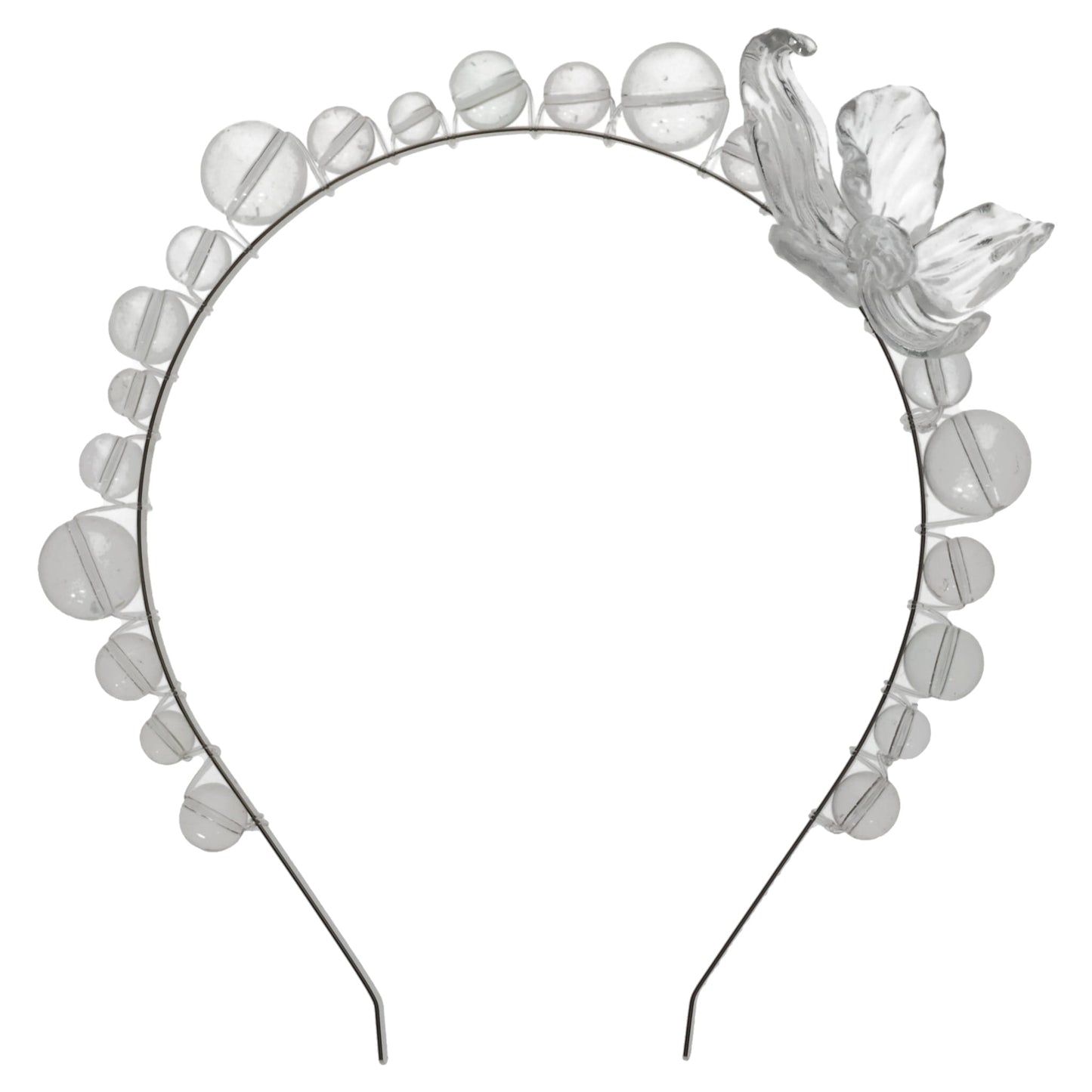 3D PRINTED FLOWER BEADED HEADBAND / CLEAR