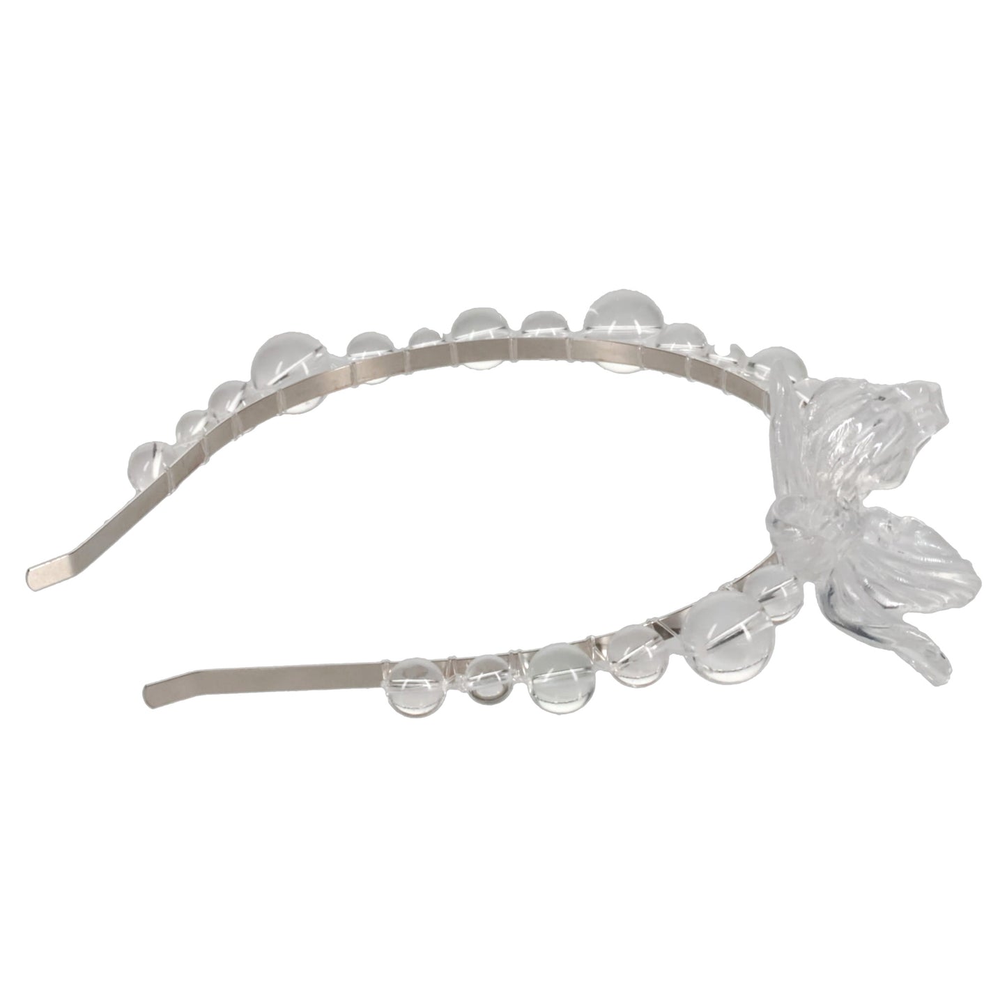 3D PRINTED FLOWER BEADED HEADBAND / CLEAR