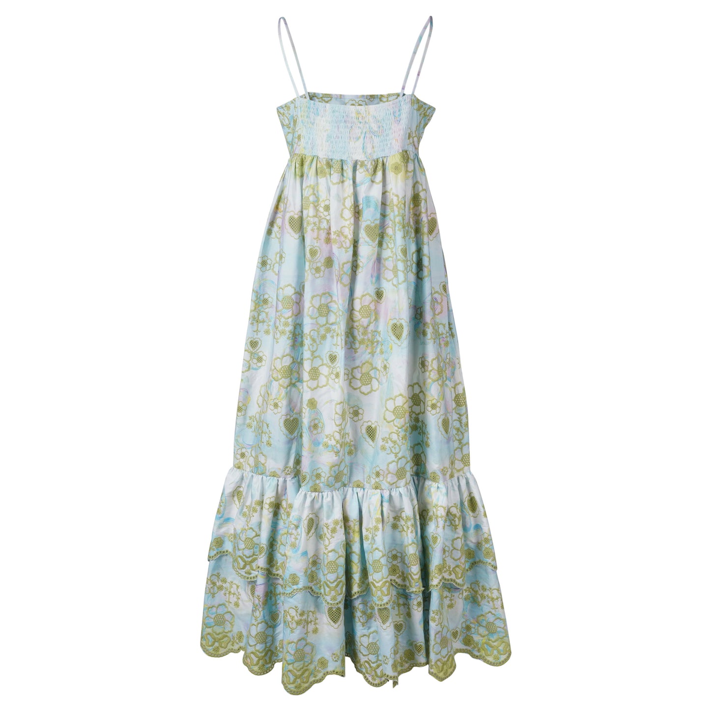 BRODERIE ANGLAISE STRAP DRESS / BLUE