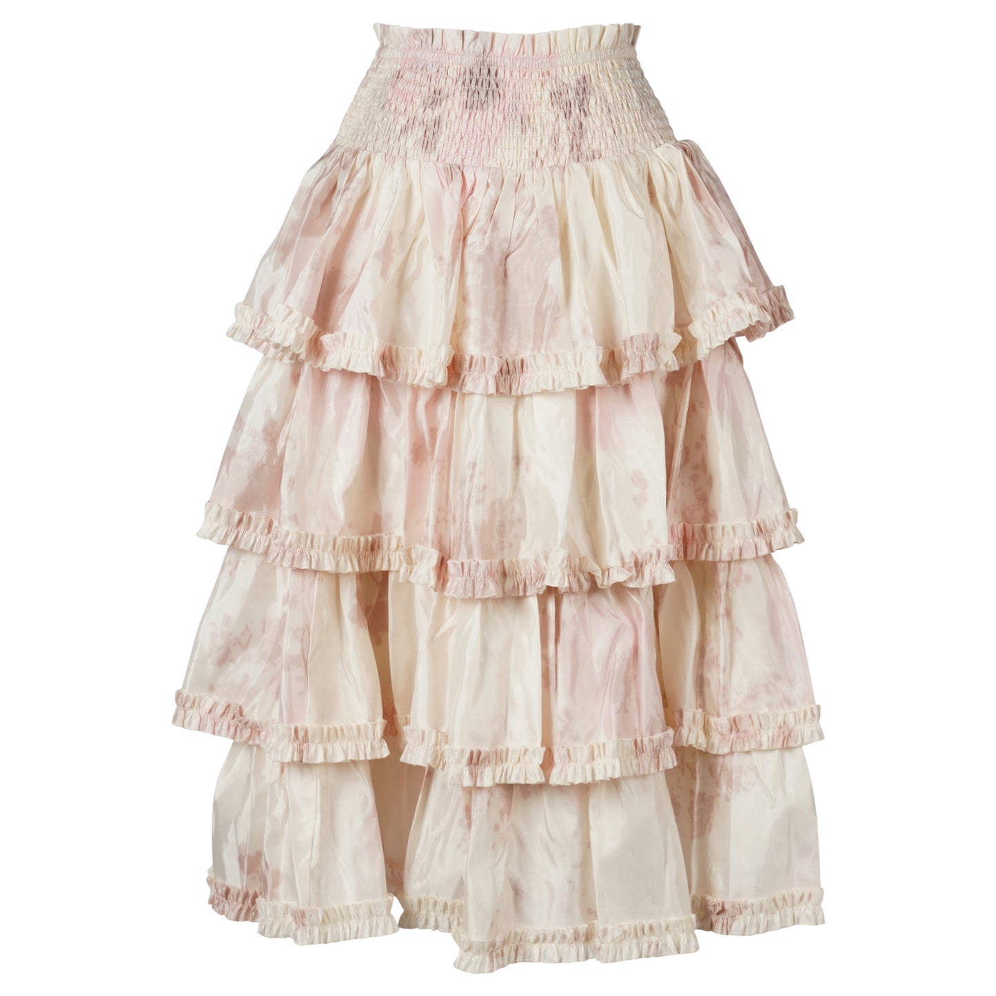 PRINTED TIERED RUFFLE SKIRT / CREAM