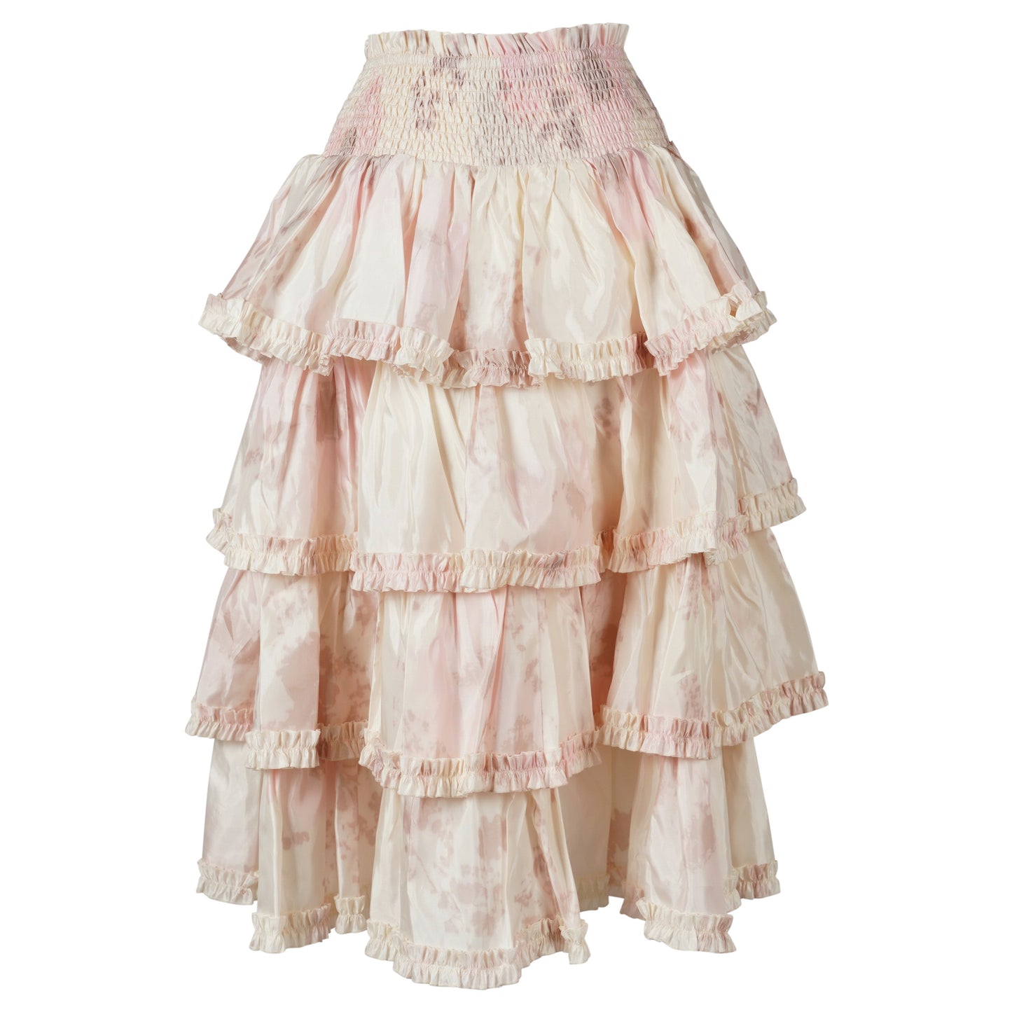 PRINTED TIERED RUFFLE SKIRT / CREAM