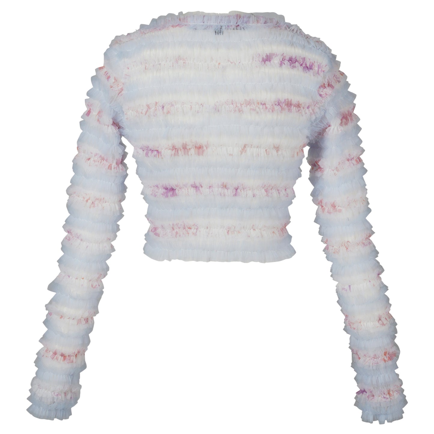 FRILLED SMOCKED CROP CARDIGAN / BLUE