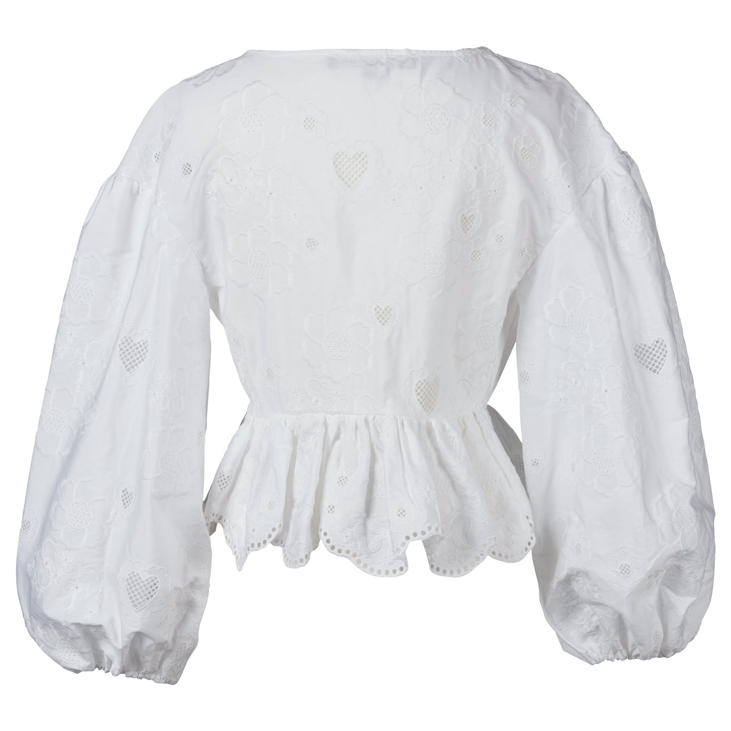 BRODERIE ANGLAISE PUFF SLEEVE BLOUSE / WHITE