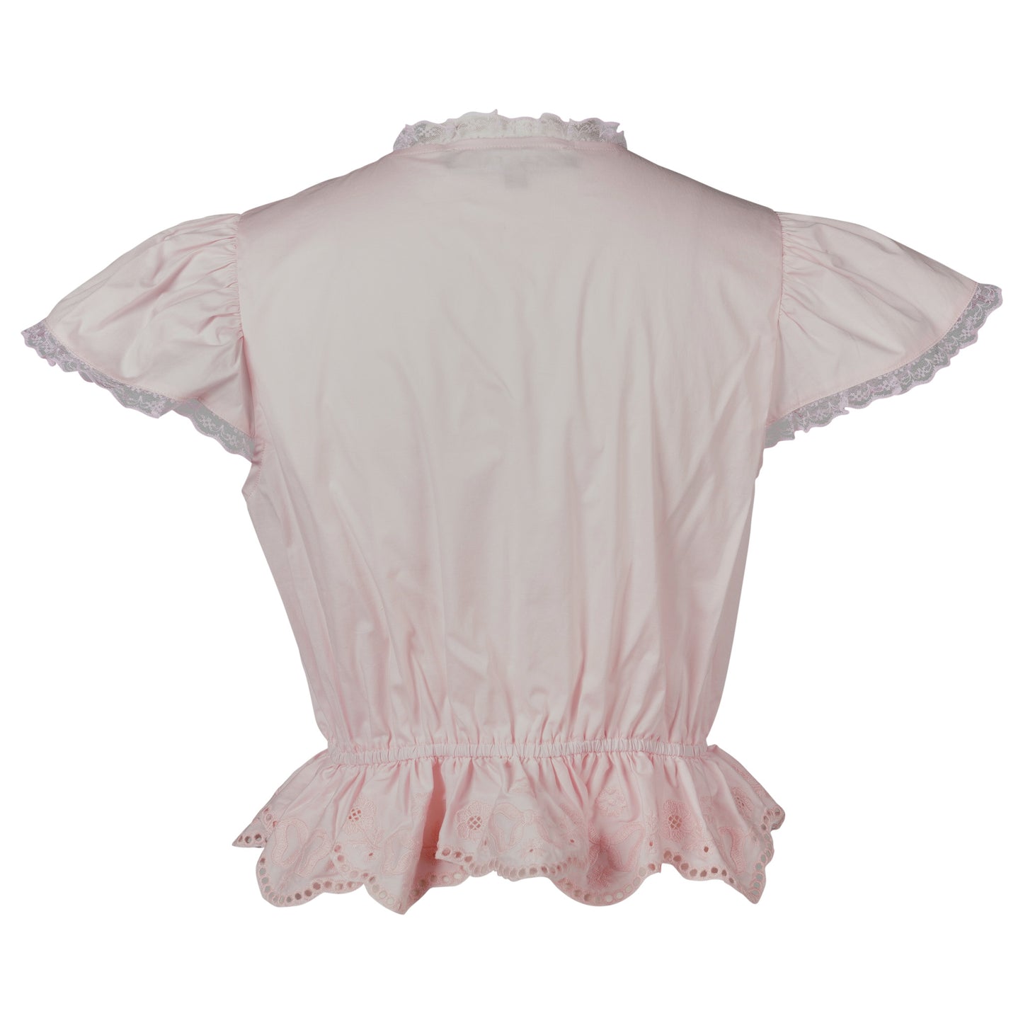 BRODERIE ANGLAISE RUFFLE TOP / PINK