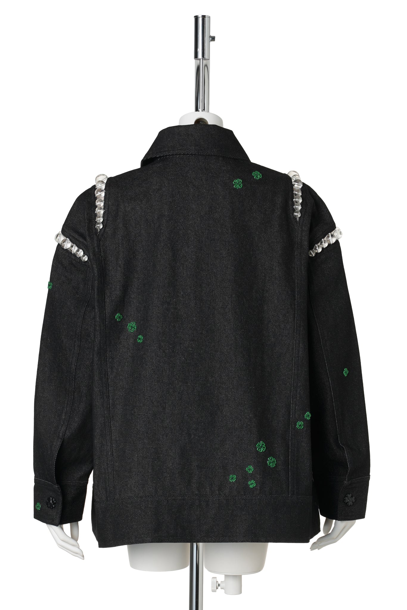 BUBBLE EMBROIDERED DENIM JACKET / NAVY