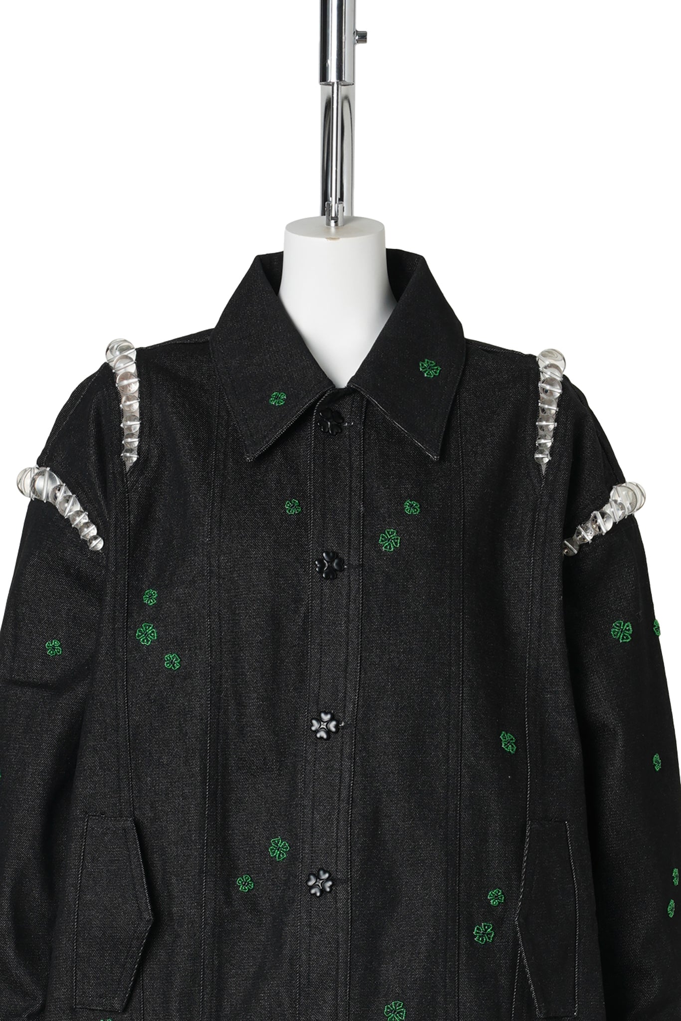 BUBBLE EMBROIDERED DENIM JACKET / NAVY