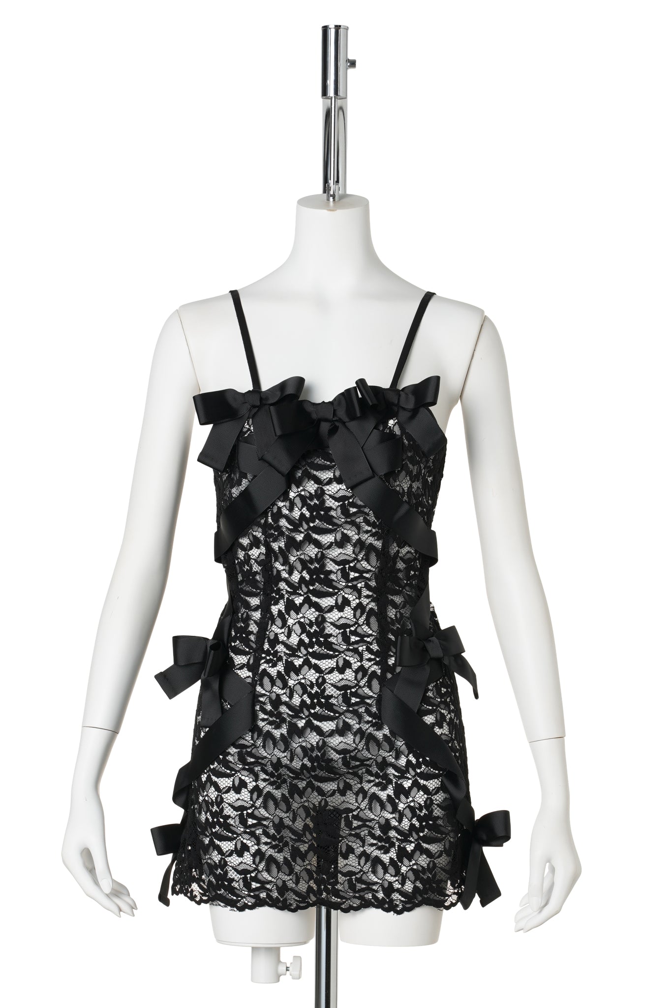 BOW LACE MINI DRESS / BLACK