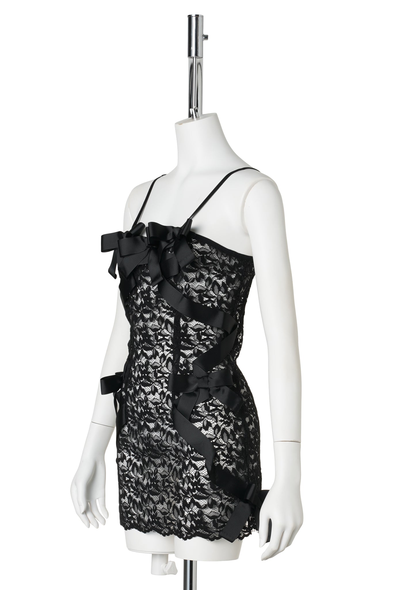 BOW LACE MINI DRESS / BLACK