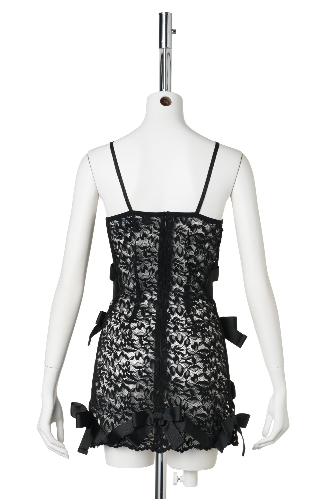 BOW LACE MINI DRESS / BLACK