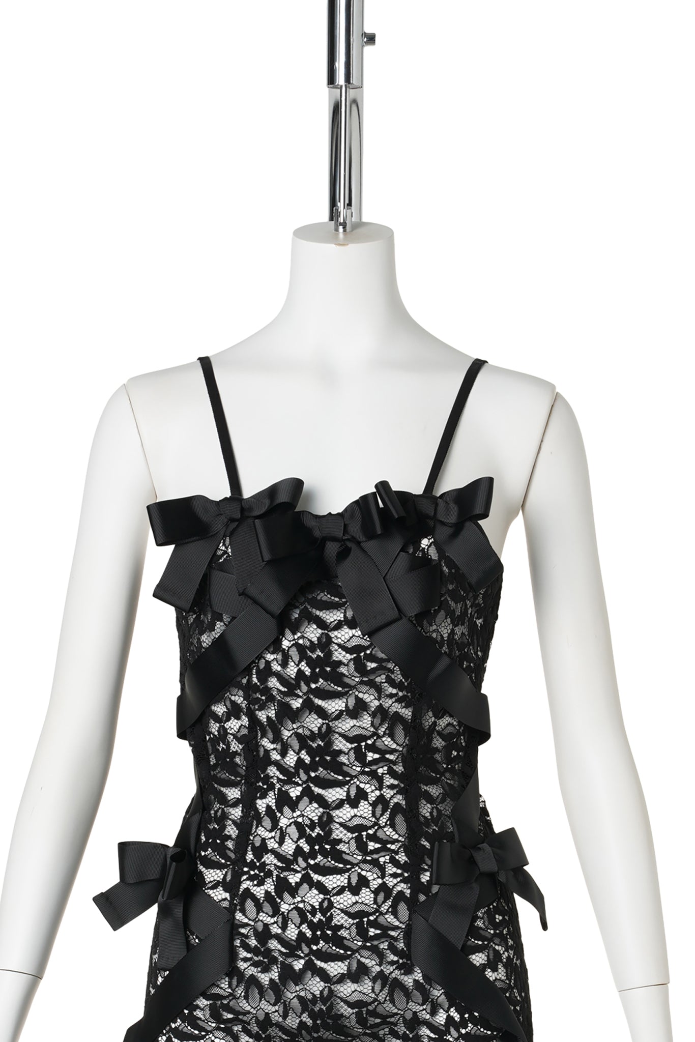 BOW LACE MINI DRESS / BLACK
