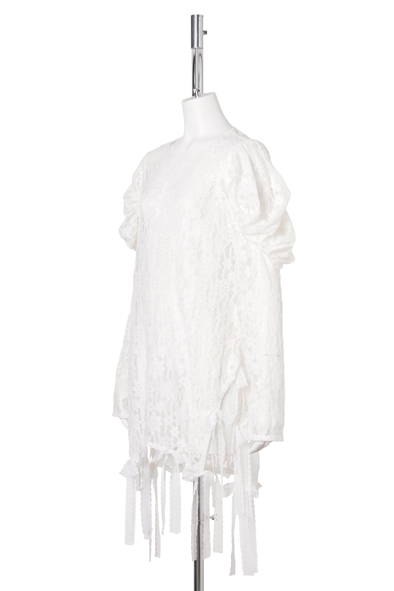 RIBBON BOW FLOWER LACE DRESS / WHITE