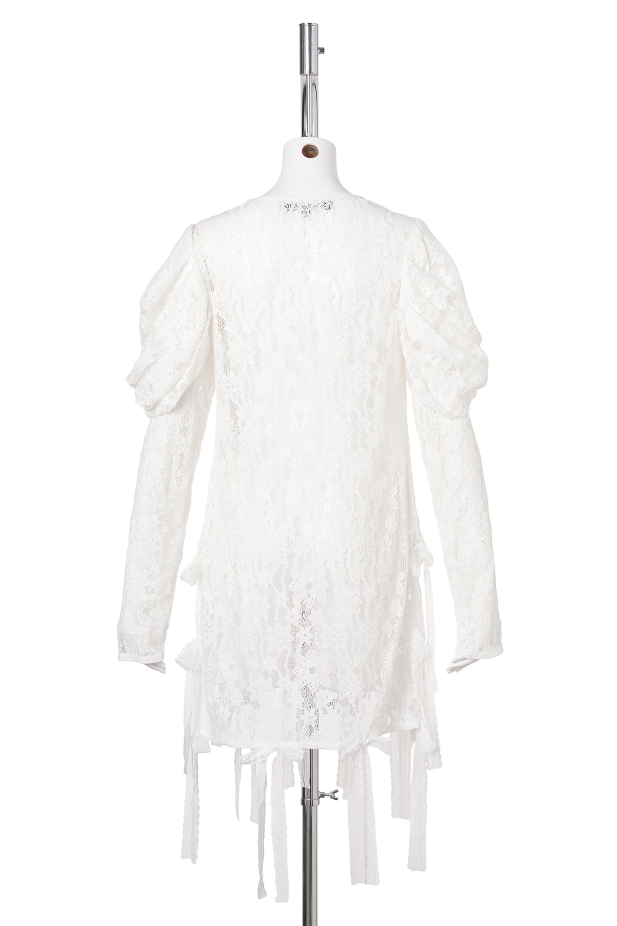 RIBBON BOW FLOWER LACE DRESS / WHITE