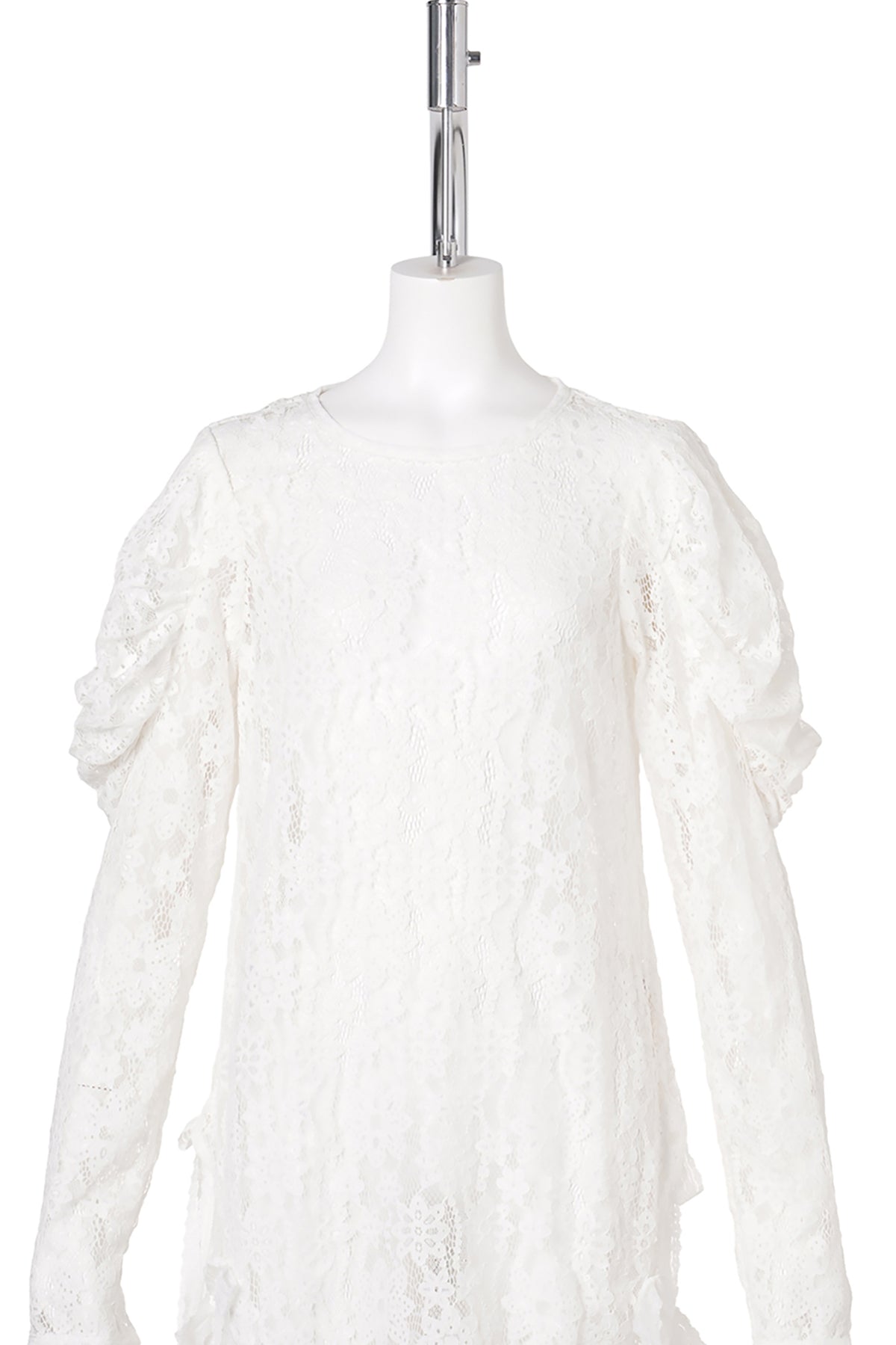 RIBBON BOW FLOWER LACE DRESS / WHITE