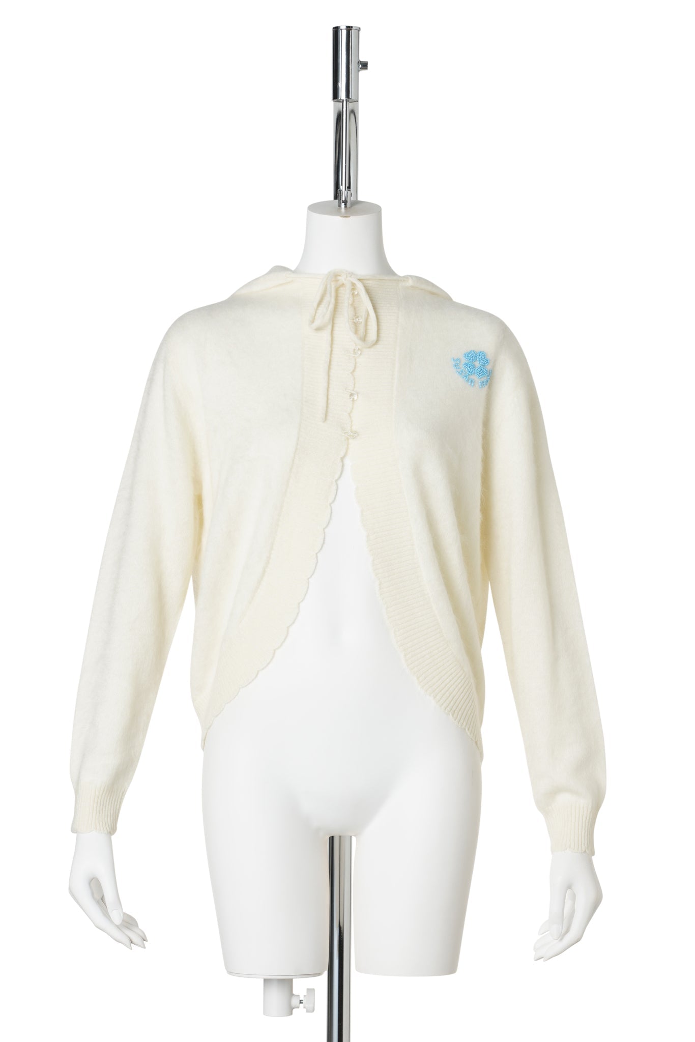 HOODED CASHMERE CARDIGAN / WHITE