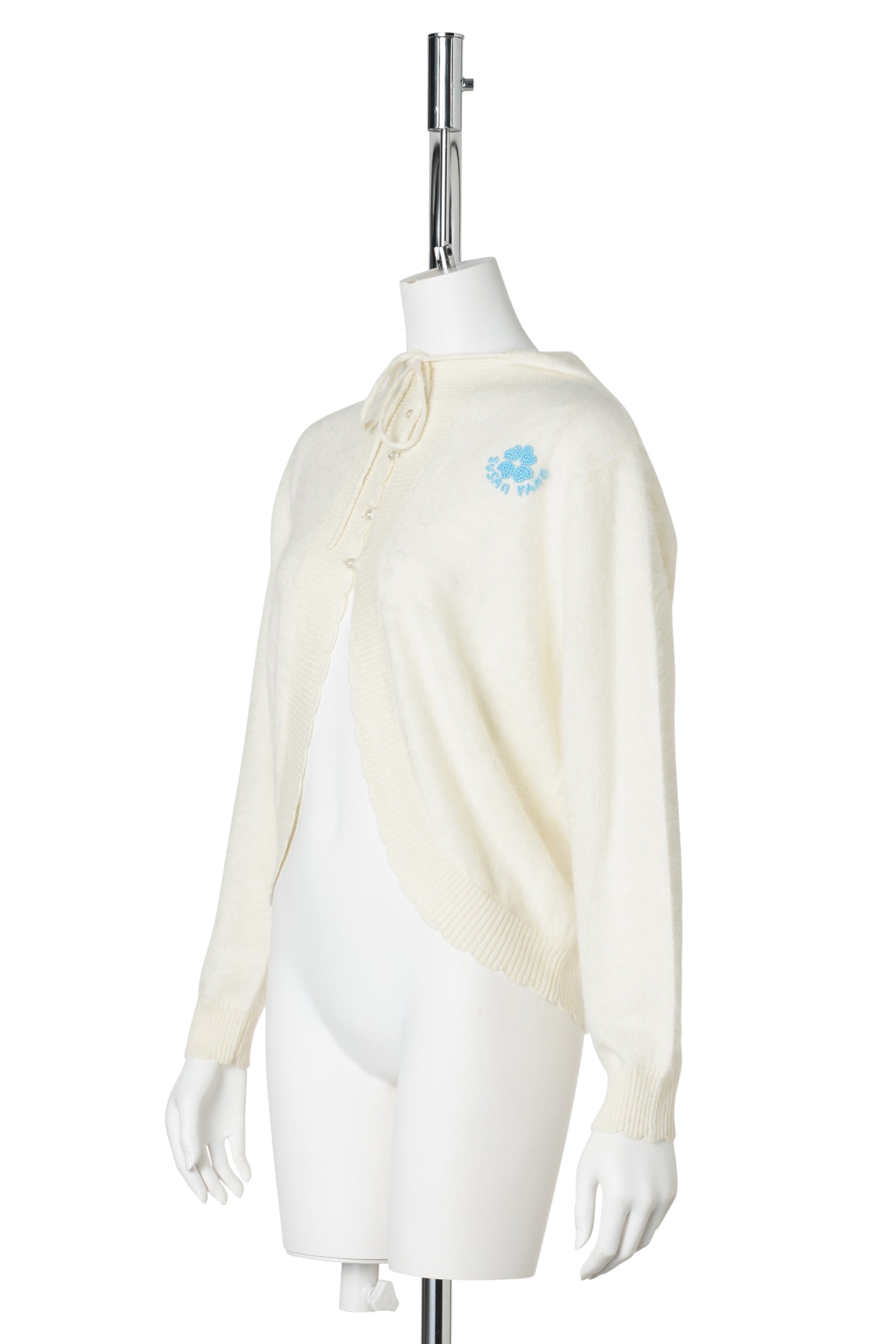 HOODED CASHMERE CARDIGAN / WHITE